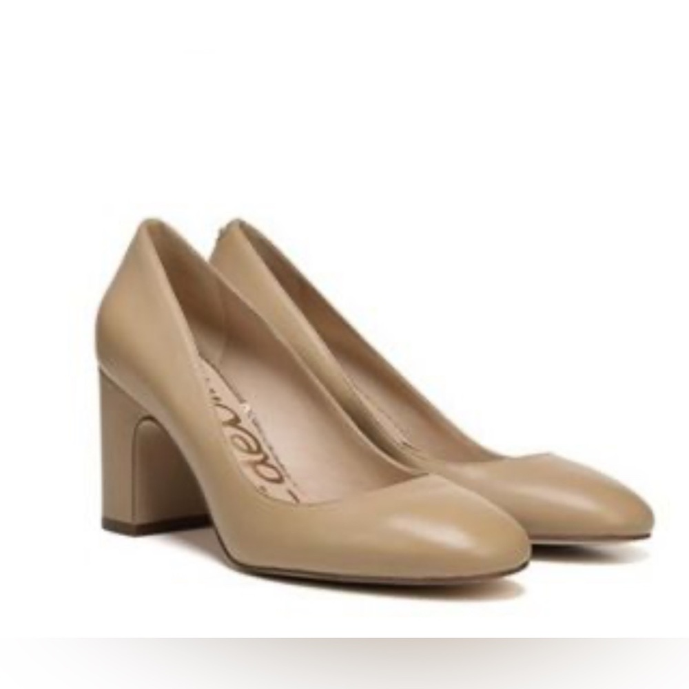 Sam Edelman Nude Junie Round-Toe Slip-On Pumps